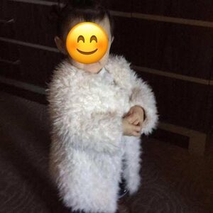 Old Navy Cream Fuzzy Kids Coat